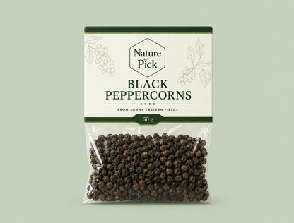 Whole black peppercorns